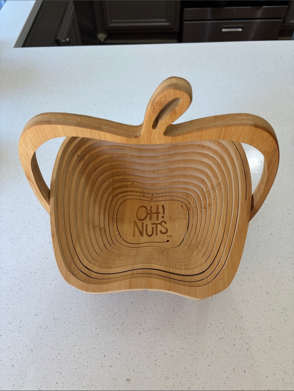 Bamboo Apple Shaped Snack Bowl - Natural Wood